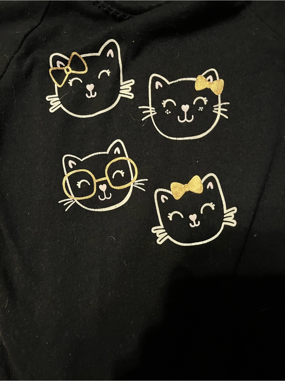 Garanimals Black Tee with Gold-Accent Kitten Faces